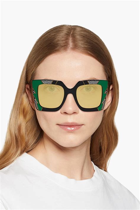 gucci gg square acetate sunglasses|Gucci sunglasses with rhinestones.